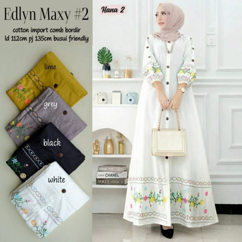 MUMU - Gamis Dress Katun Bordir Premium Edlyn Maxy 2 by Fashion Grosir Solo