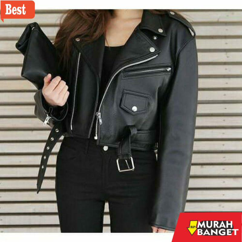 Jaket kulit terbaru- Jaket Kulit Wanita crop Blazer