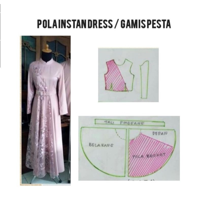 POLA INSTAN DRESS ATAU GAMIS PESTA