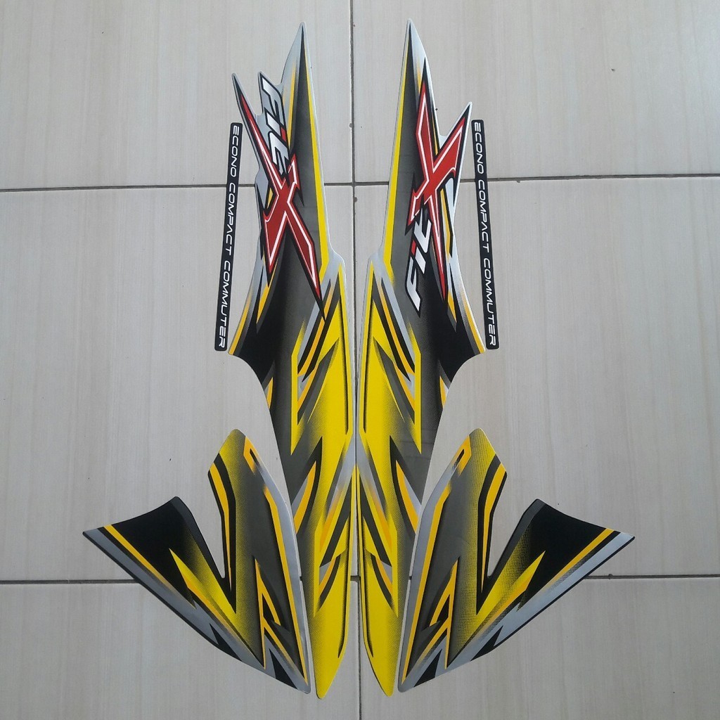 sticker striping motor Supra Fit X 2008 Kuning