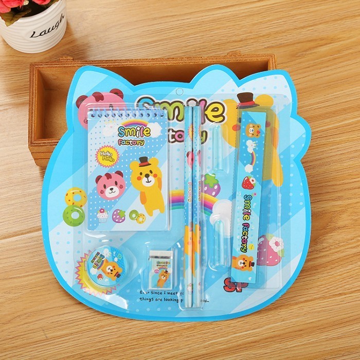 

Satu Set Alat Tulis 8 In 1 Lucu Lengkap Pensil Penghapus Penggaris