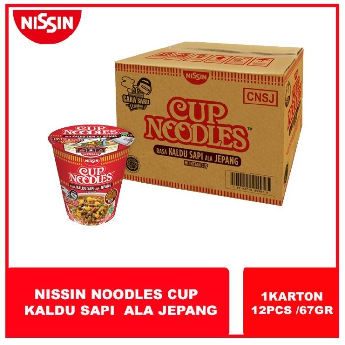 

MIE RAMEN Noodles cup Nissin Kaldu sapi Ala Jepang /1 Karton /67gr