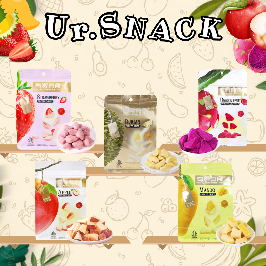 

Ursnacks Freeze Dried Fruit Cemilan Keripik Aneka Buah Kering per 1 Pouch Camilan Manis Food Apel Strawberry Mangga Buah Naga Durian Chips Crispy