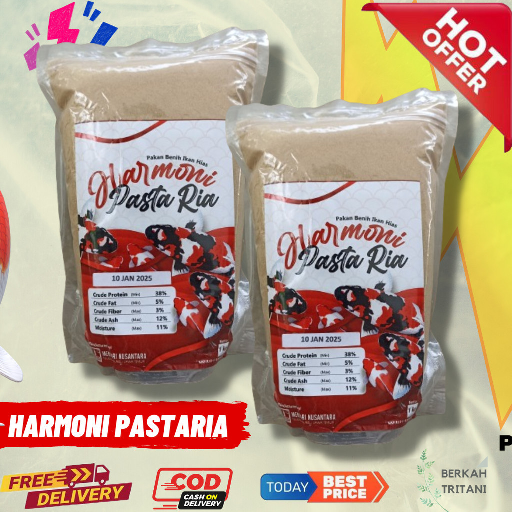 Harmoni Pastaria 1KG Pakan Ikan Powder Burayak Koi Koki