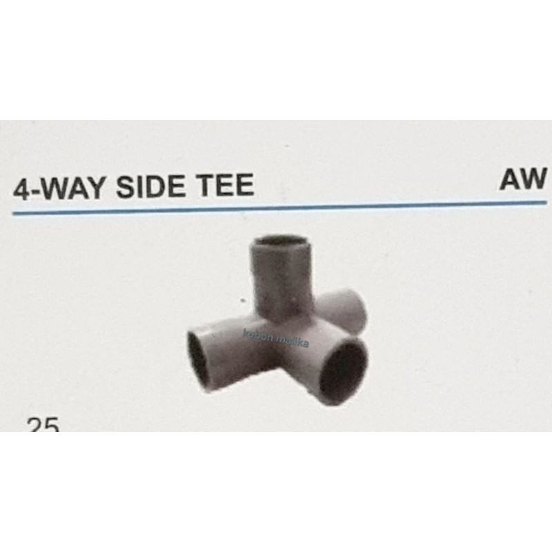 Fitting sambungan pipa pvc 4 way side tee sudut cabang 4 SCG 1/2 3/4 1 inch