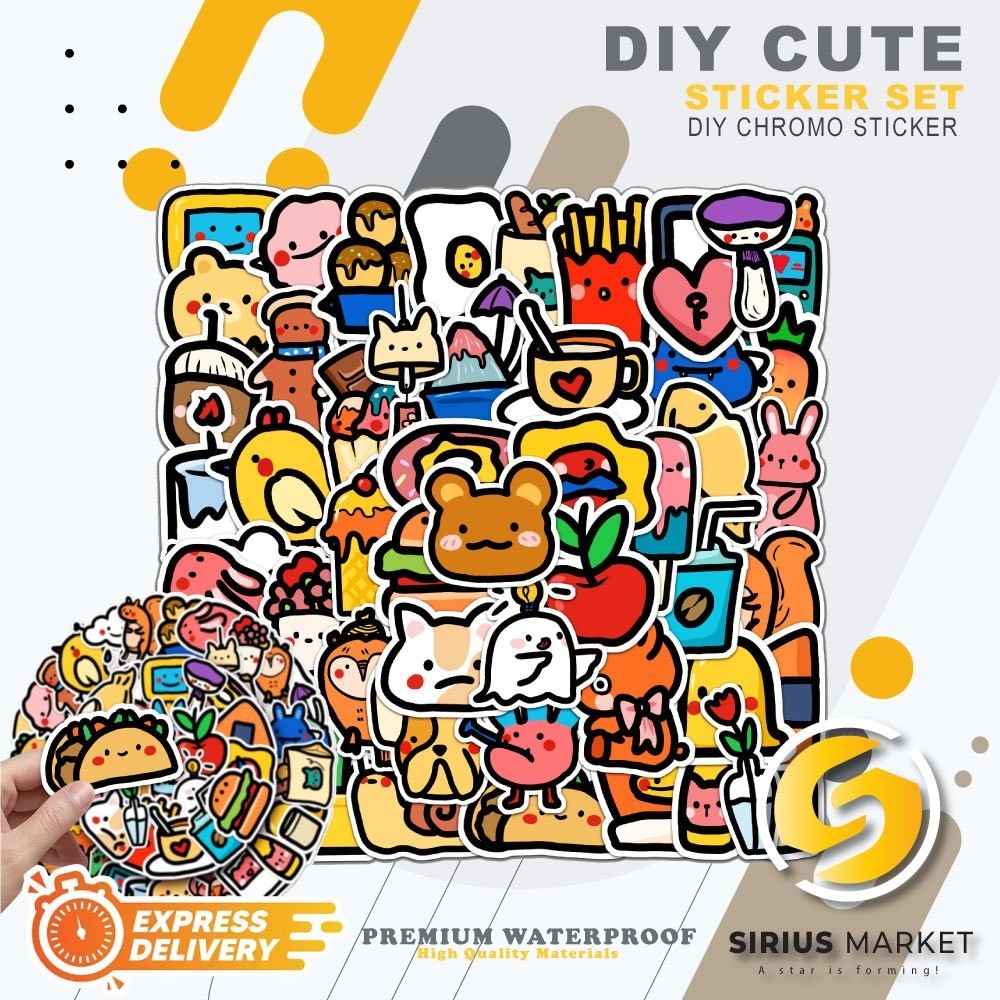 

45 PCS Sticker Glass Series Childlike Graffiti Stickers Waterproof