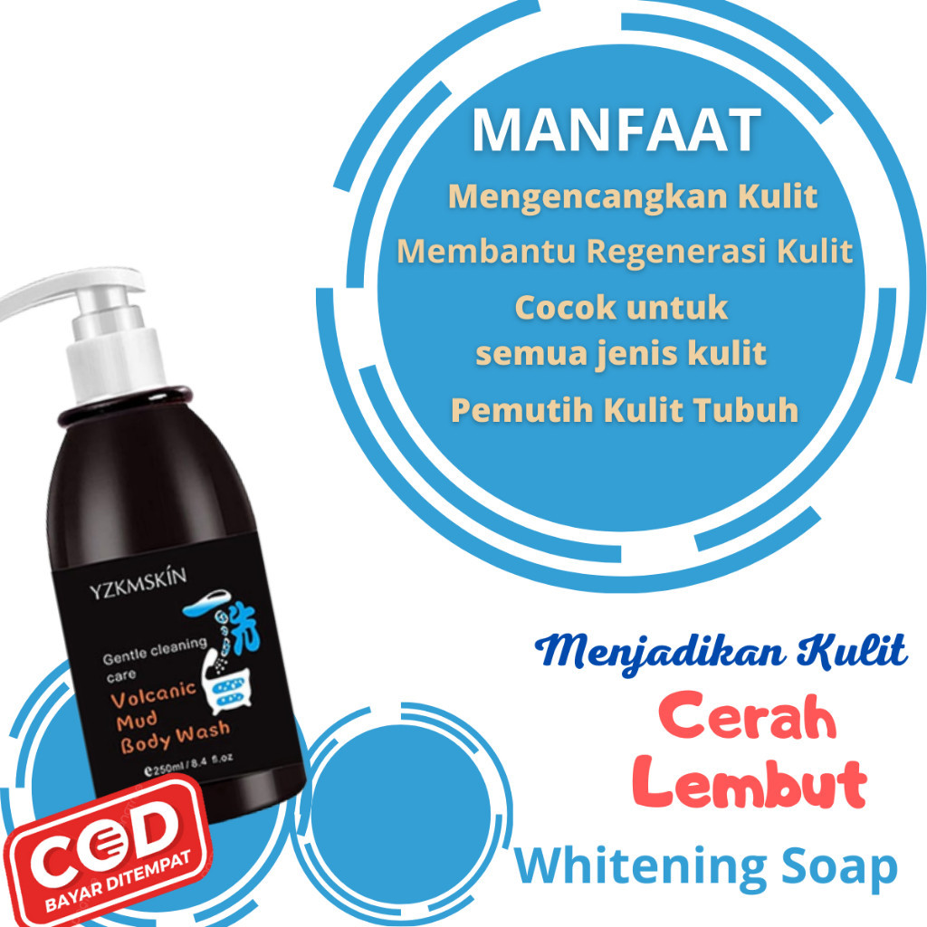 Sabun Pemutih Badan Yzkmskin 250ml Original Lumpur Vulkanik Body wash