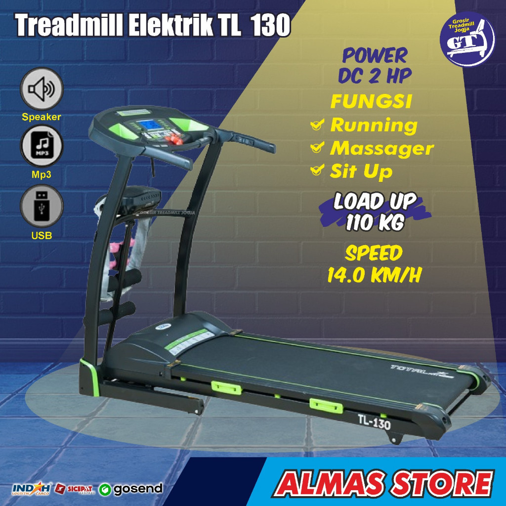Alat Olahraga Fitness Lari di Rumah Treadmill Elektrik Tredmil Kinetic Tretmill Listrik  3hp tl-130