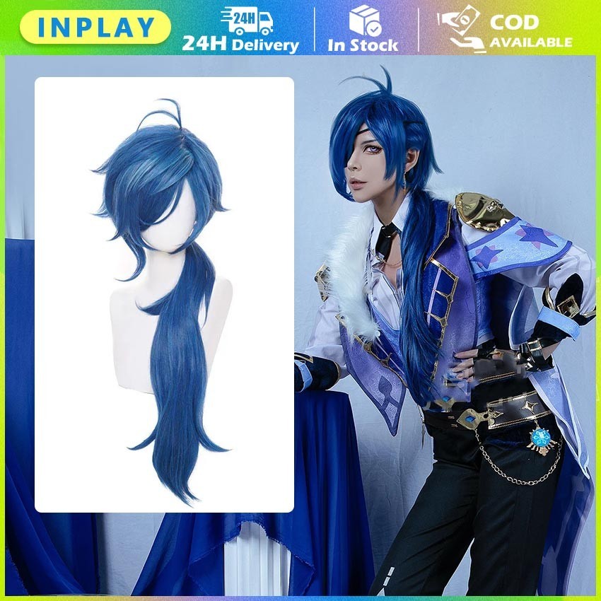 Kaeya Cosplay Wig Genshin Impact / Long Ink-Blue Wig Cosplay Anime Cosplay Wigs Heat Resistant