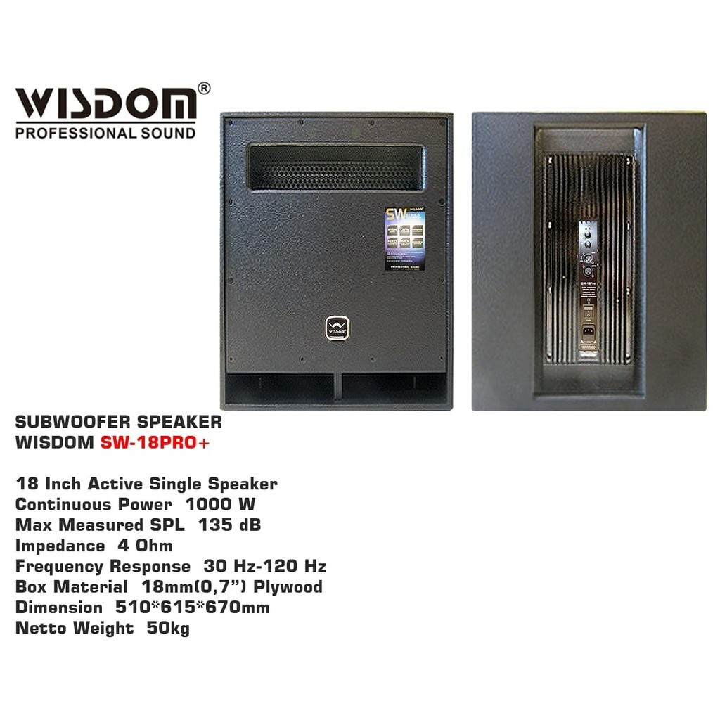 SUBWOOFER WISDOM SW 18 PRO + / SW18PRO + 18 INCH ORIGINAL