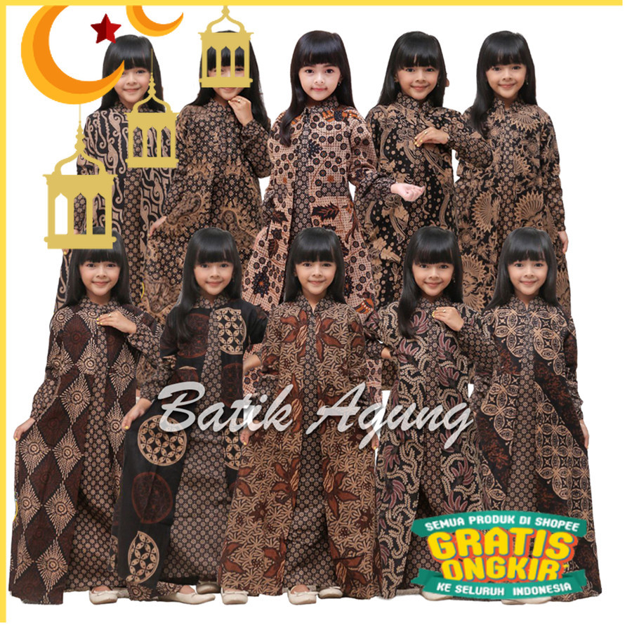 Baju Batik Gamis Anak Umur 3-11 Tahun Terbaru / Gamis Batik Anak Perempuan Cantik Lucu Imut Kekinian