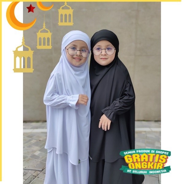 Gamis anak perempuan 1 sampai 11 tahun/French Khimar Fatimah Set by Luthfia Kids/Maron merah bata re