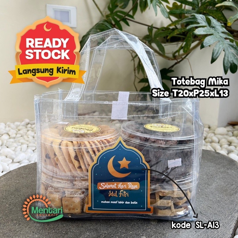 

(20x25x13 0.25) Tas Mika Transparan Souvenir Lebaran Idul Fitri Goodybag Parcel Bingkisan Hari Raya Ready Stock dan Custom