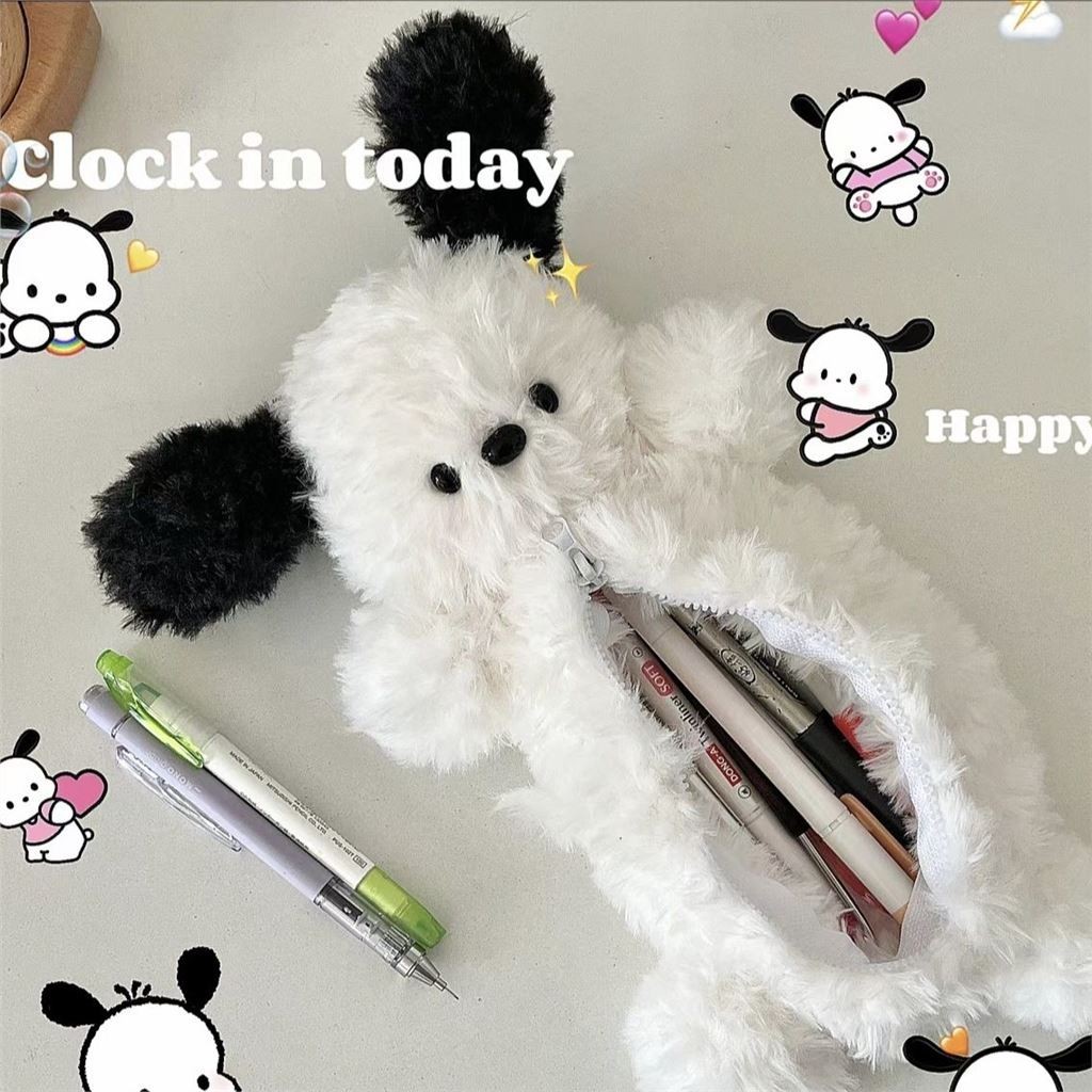 

Cute Cartoon Pacha Dog Doll Plush Pen Bag Stationery Doll Desktop Storage Bag