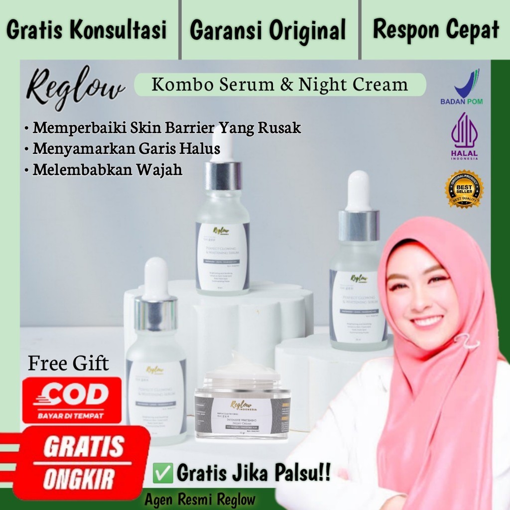 REGLOW SERUM & NIGHT CREAM Atasi Flek Dan Bikin Wajah Glowing Alami Halal - BPOM