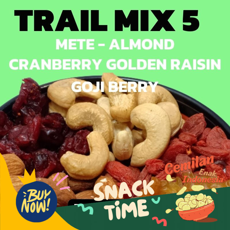 

Special Diskon TRAIL MIX 5 500GR KACANG MEDE KACANG ALMOND CRANBERRY GOJI BERRY GOLDEN RAISIN (CEMILAN DIET PREMIUM QUALITY)