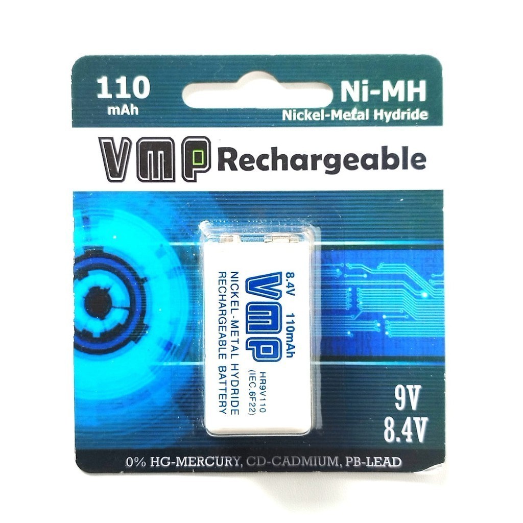 Battery 9V VMP 110mAh Rechargeable