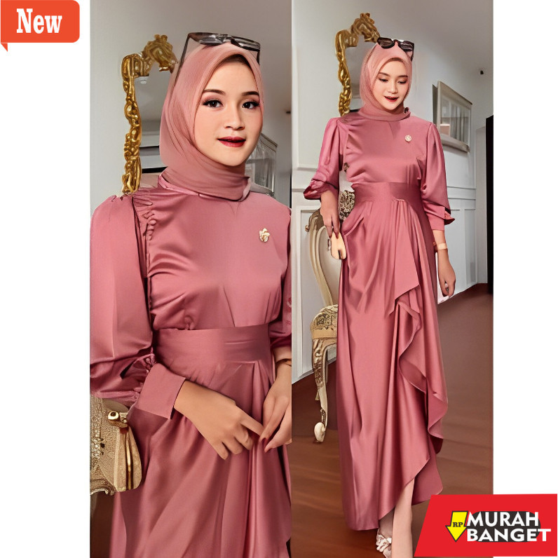 Gamis yang terbaru- TERBARU BELE DRESS SATIN MODEL KOREAN STYLE GAMIS LEBARAN SIMPEL ELEGAN FASHION 