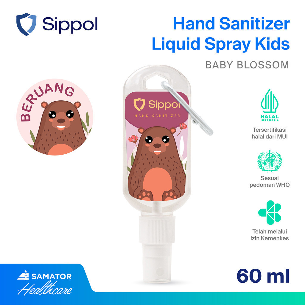 Sippol Hand Sanitizer Kids 60 ml [Baby Blossom] [Beruang] / Antiseptik Pembersih Tangan Anti Bakteri