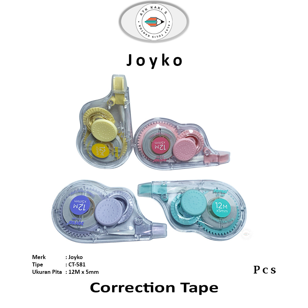 

Joyko - Pita Koreksi Kertas Varian Correction Tape CT-581 Pastel - Pcs