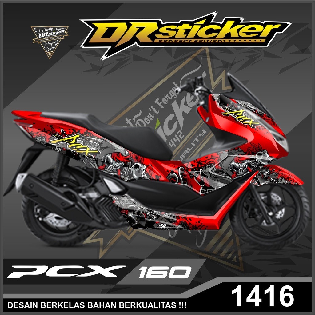 Dekal Sticker PCX 160 Full Body sticker Decal Custom PCX Desain Tengkorak Skull Stiker full body PCX