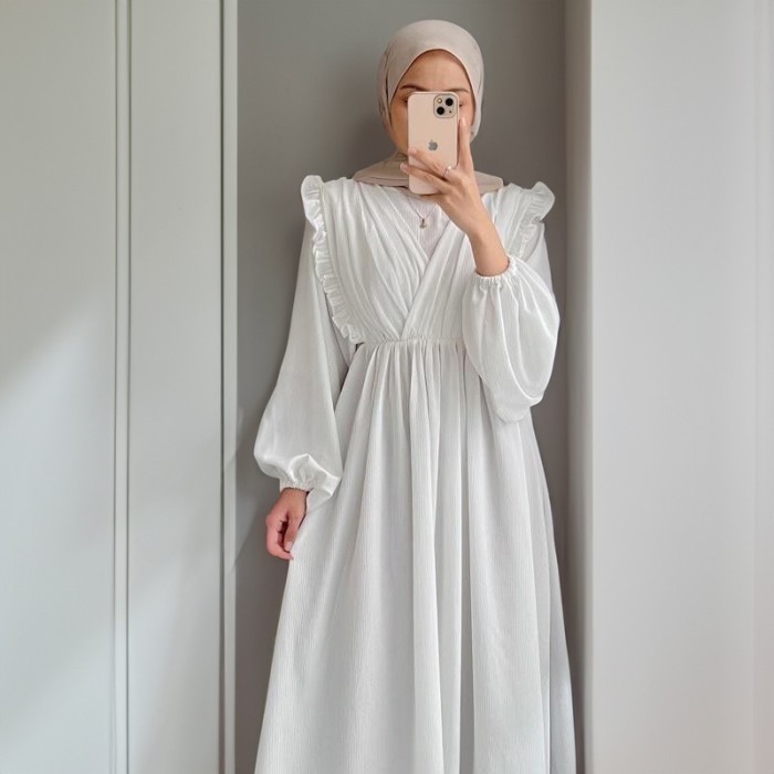 GBC - Gamis Putih Syari Wanita Bahan Crinkle Airflow Premium Remaja