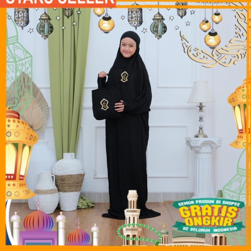 mukena anak terusan remaja hadramaut terusan terompah polosan banyak warna mukenah jumbo/ Pink Dusty