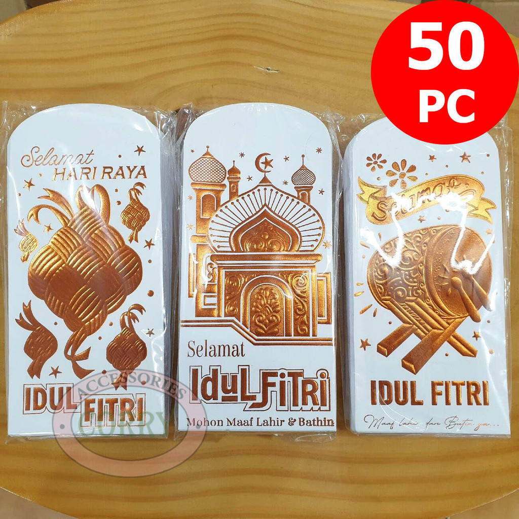 

Angpao Idul Fitri Lebaran Isi 50 Mewah 17 Cm Amplop Uang Putih Emas Tembaga