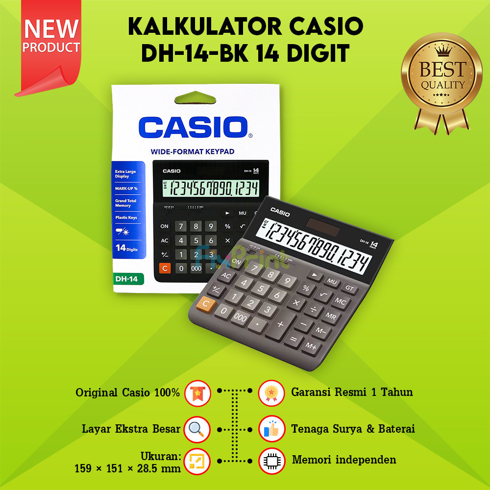 

Calculator Casio Dekstop Black 14 Digits Casio DH-14 New Original