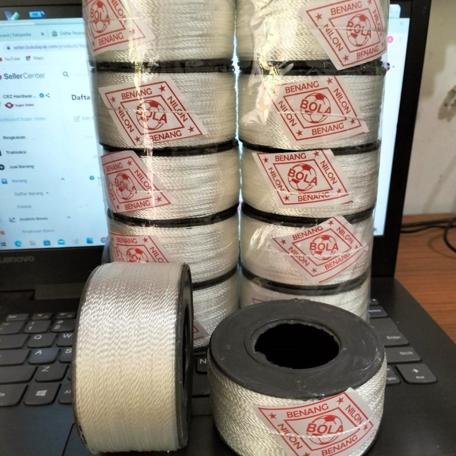 Benang Nylon 1Roll Besar Tukang Bangunan Benang Sol Layangan Tali Nilon Warna  Putih