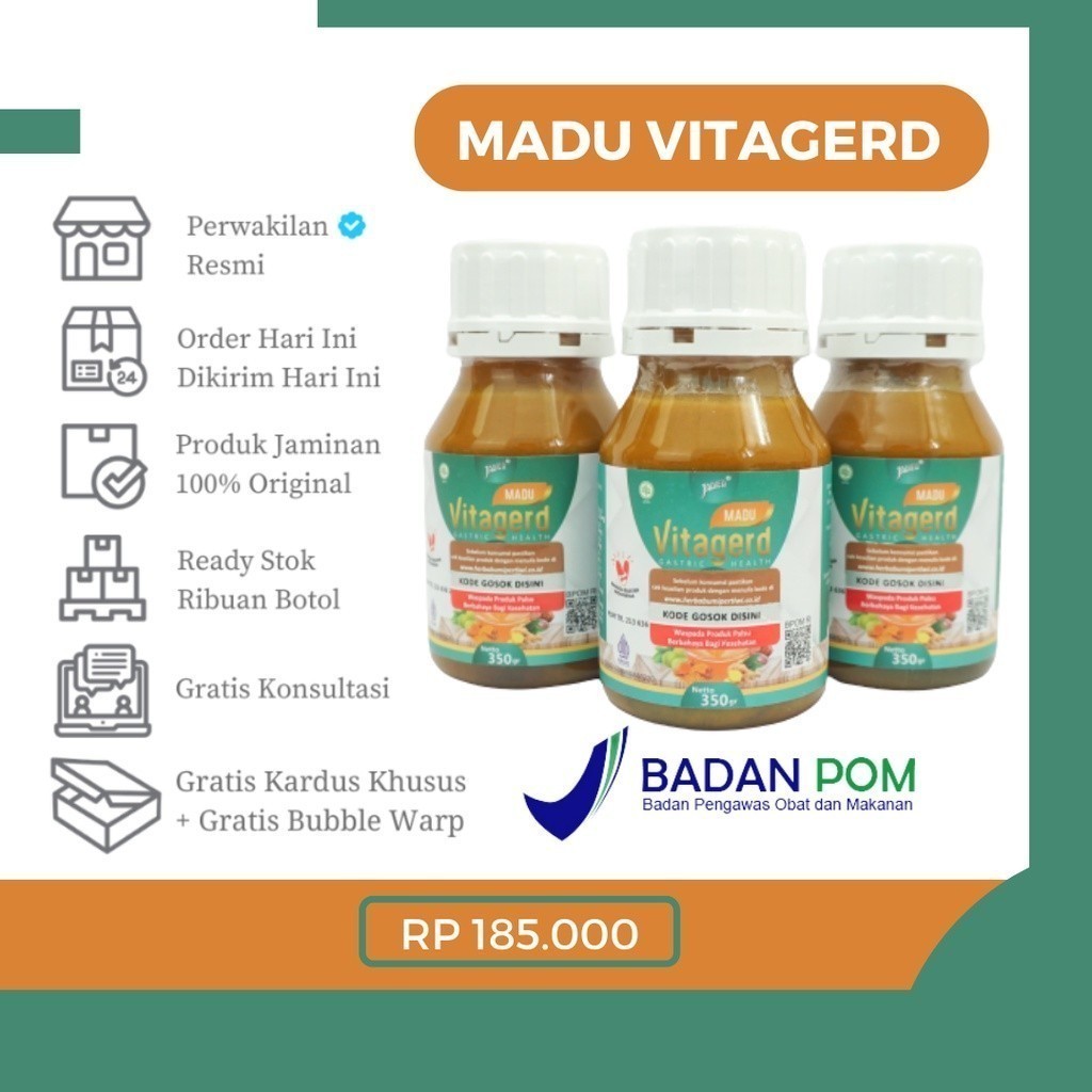 

Madu VITAGERD BPOM ASLI Obat Herbal Lambung Kronis dan Masalah Pencernaan