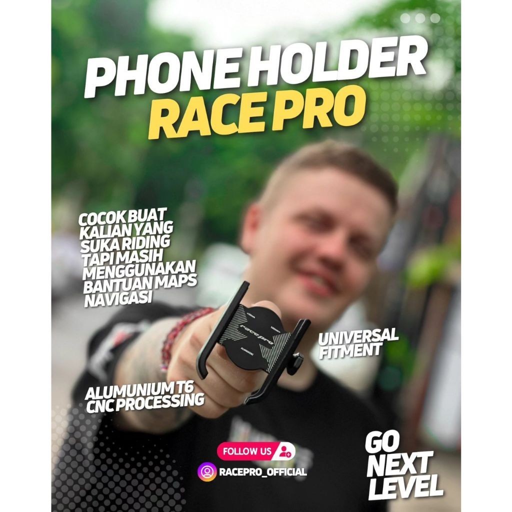 PHONE HOLDER RACEPRO DUDUKAN HANDPHONE SEPEDA MOTOR RACEPRO HOLDER HANDPHONE RACEPRO HOLDER HP