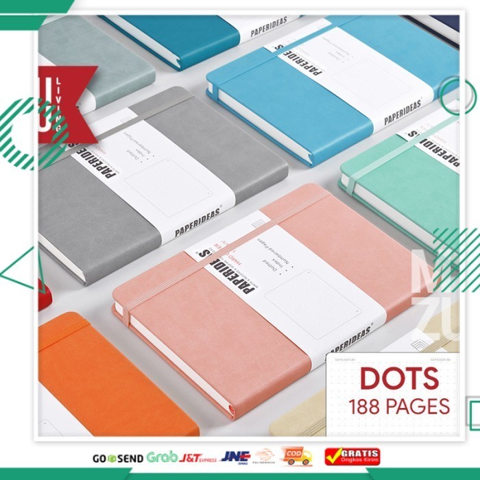 

Paling Murah PAPERIDEAS A5 DOTS HardCover NOTEBOOK 100GSM BUJO Fountain Pen Paper - LIGHT GREEN