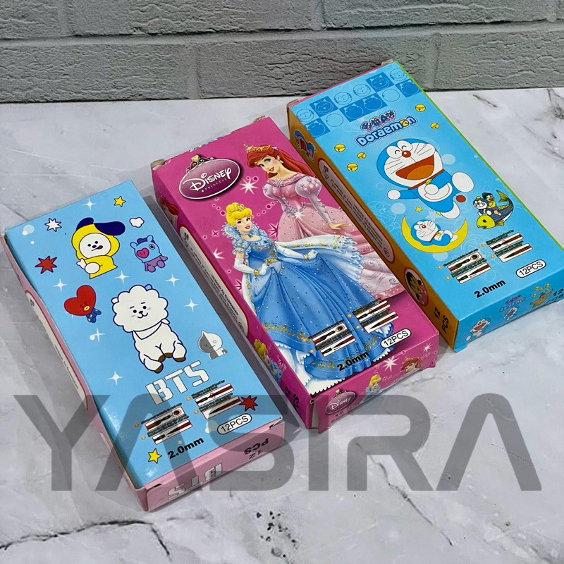 

SELUSIN 12 PCS Pensil Mekanik Karakter Animasi Lucu Fancy Murah 2.0mm