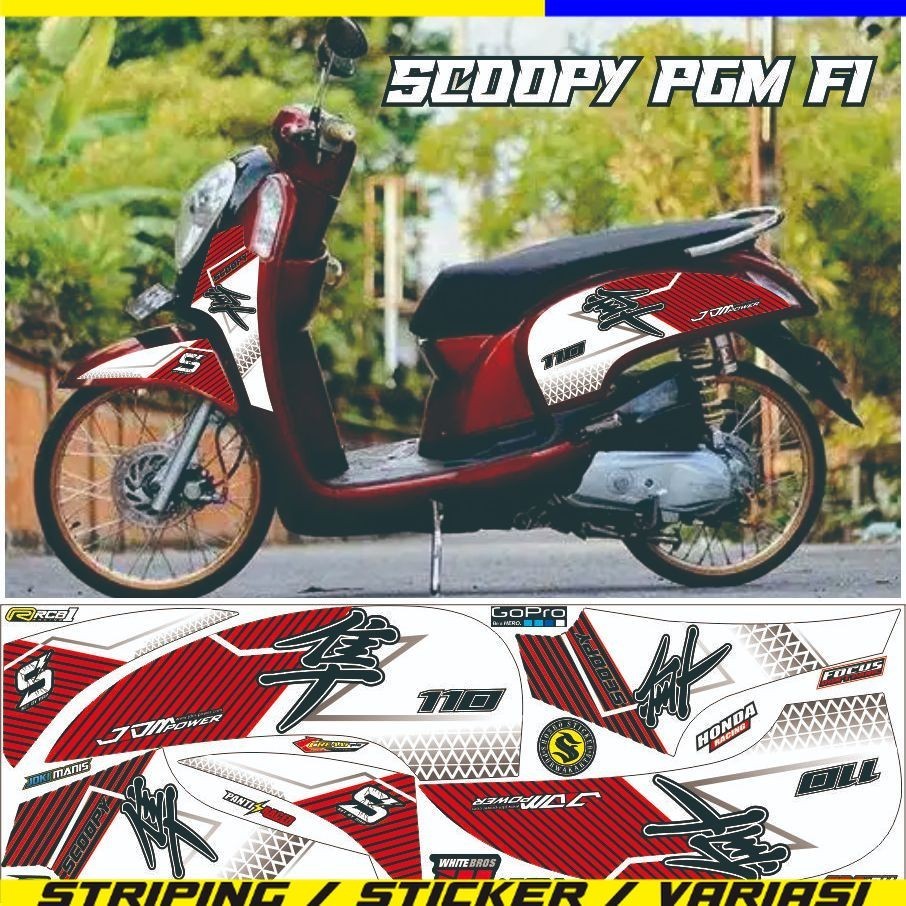 VARIASI STIKER STRIPING MOTOR HONDA SCOOPY FI 2012 2013-2016 VARIASI LIST MOTOR STICKER MOTOR HONDA 