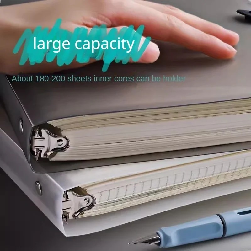 

A5 Transparent Loose Leaf Binder Clip A4 Notebook Cover Reusable PP Cover Inner Core Shelf Note Book Diary Stationery School