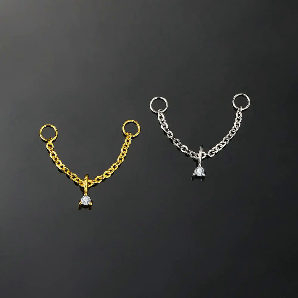 Anting-Anting Tindik Telinga Anting-Anting Berengsel Hidung Rantai Tindik Berlapis Emas Liontin Zirk