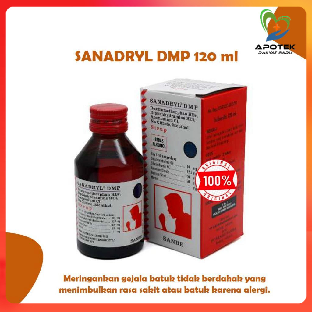 SANADRYL DMP SIRUP 120 ML Obat Batuk Tidak Berdahak Obat Batuk Kering