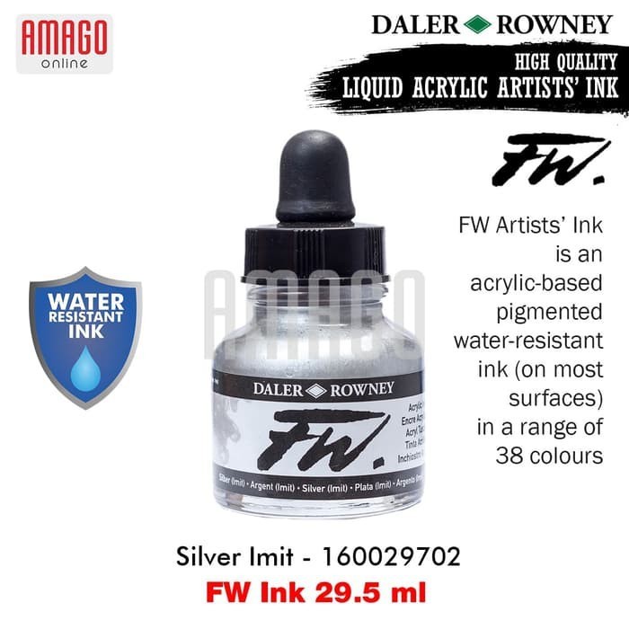 

DALER-ROWNEY - FW Ink 29.5 ml - Acrylic Artists Ink - Cat Akrilik - Silver Imit - 160029702
