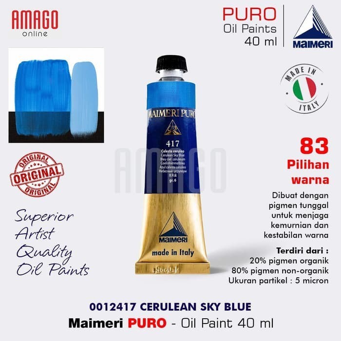 

MAIMERI Puro - Oil Paint - Cerulean Sky Blue - 40ml - M0012417
