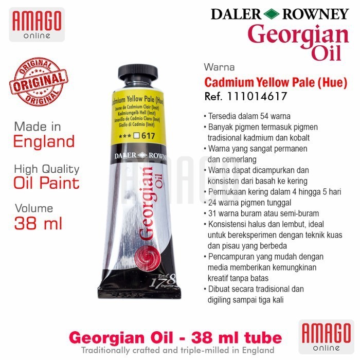 

Cat Minyak Lukis DALER-ROWNEY Georgian Oil 38 ml - Cadmium Yellow Pale Hue -111014617
