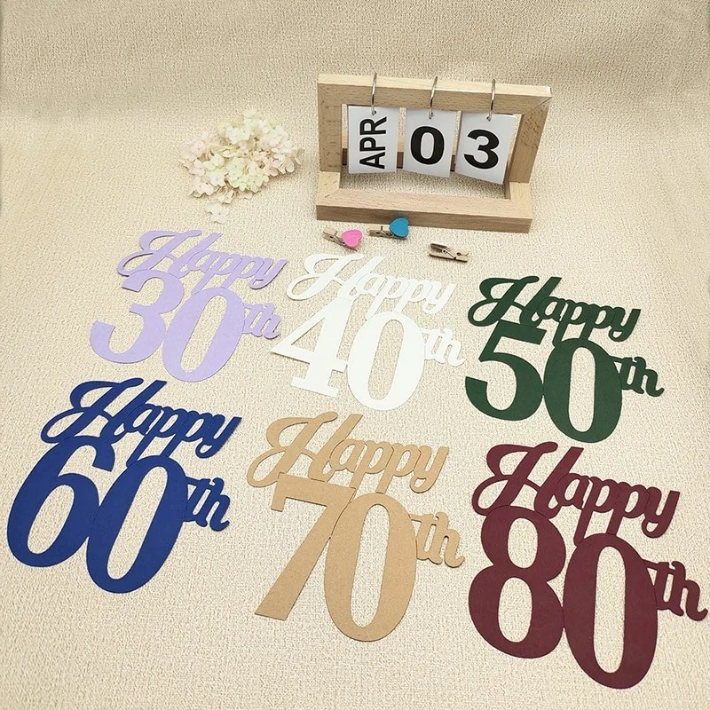 

2023 New Happy 18th 21st 30th 40th 50th 60th 70th 80th Letter Metal Cutting Dies for Scrapbooking Birthday Stencil Card Numeral