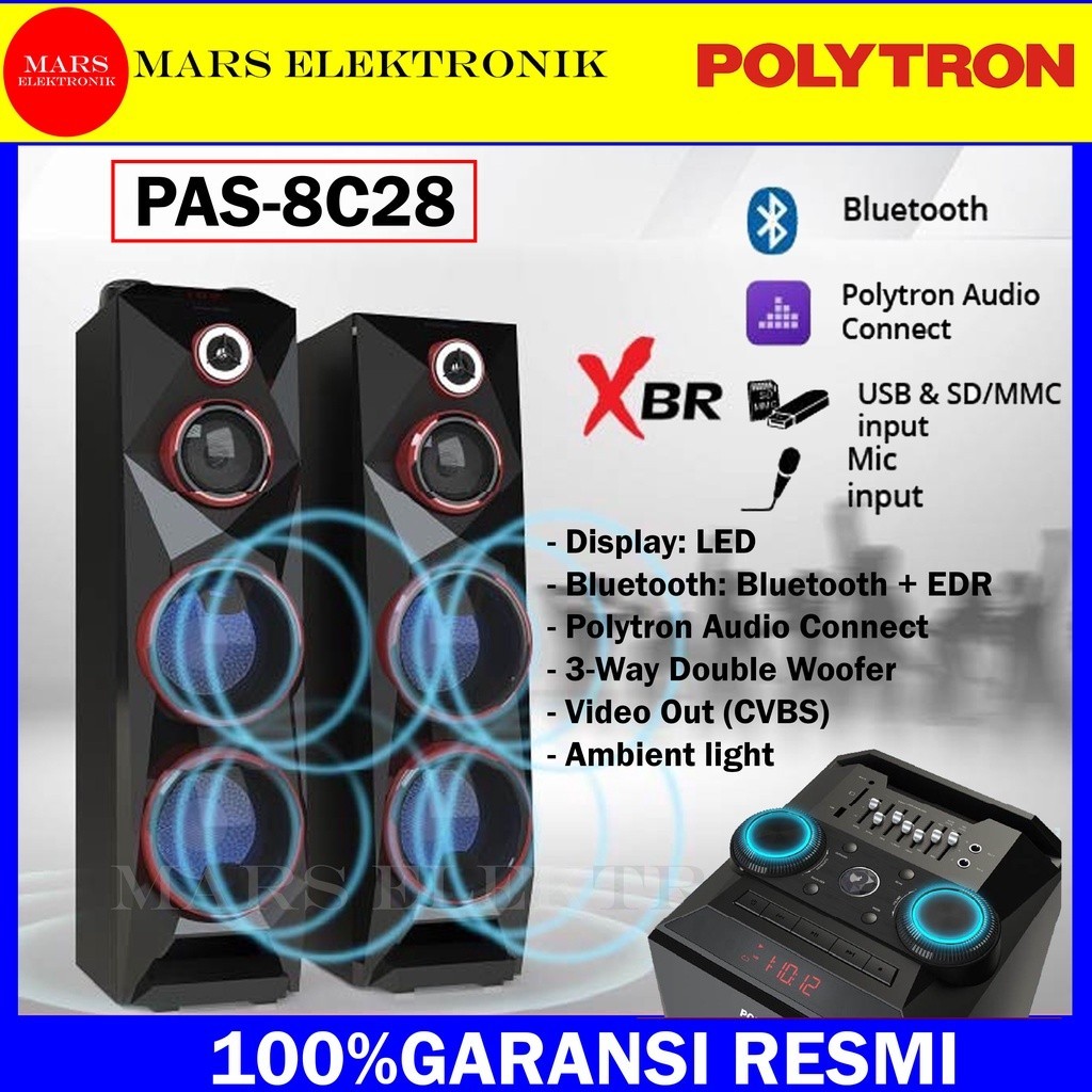 Big Ramadhan Sale SPEAKER ACTIVE POLYTRON PAS-8C28 - XBR WOOFER /  BLUETOOTH / Video Out (CVBS) / PO