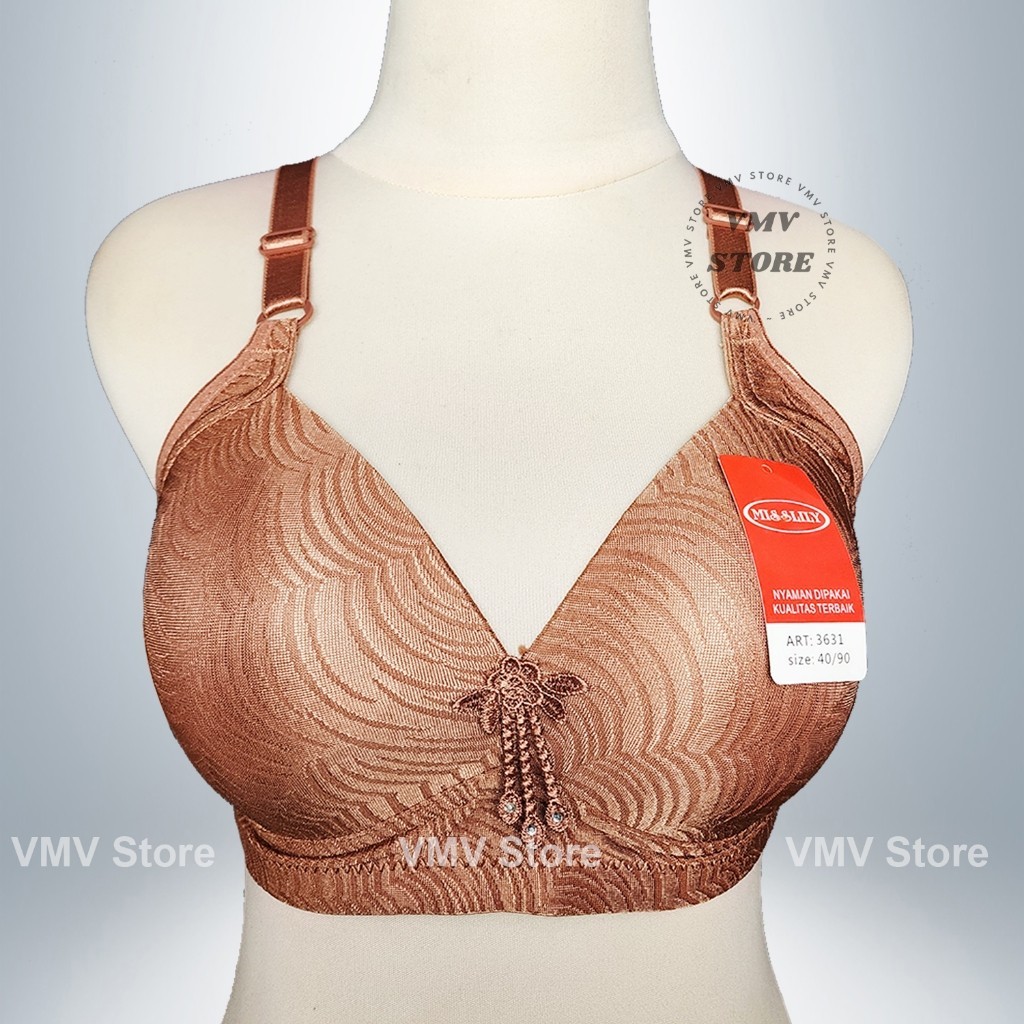 Bh Jumbo Tanpa Kawat Busa Tipis Misslily 3631 Cup C Bh Wanita Kait 3 Embossed Cantik