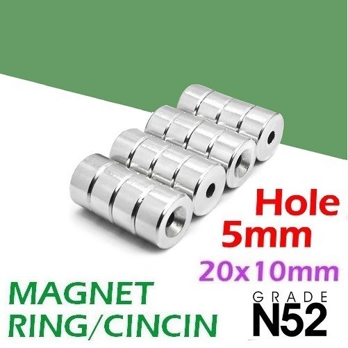 Magnet RING 20x10-L6 N52 Strong Magnet Neodymium Cincin Lubang 6mm