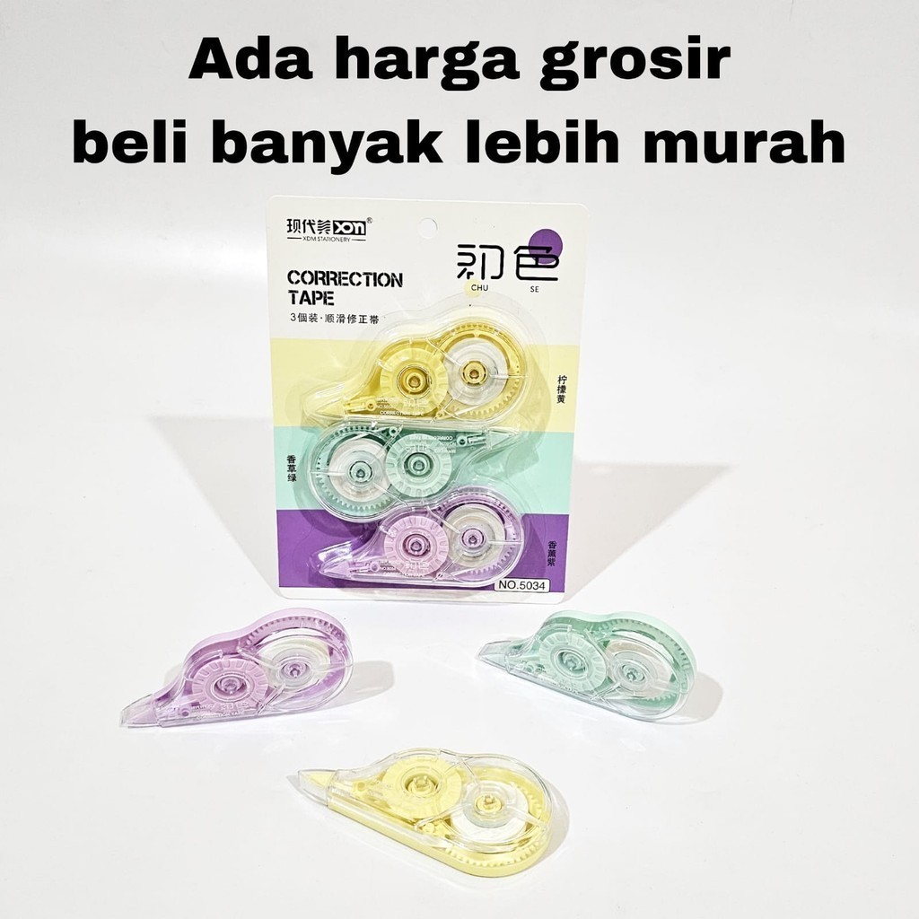 

MJ Correction Tape Set 3 Ukuran M/Pita Koreksi/Tipex Kering/Tipx/Tipex Rol