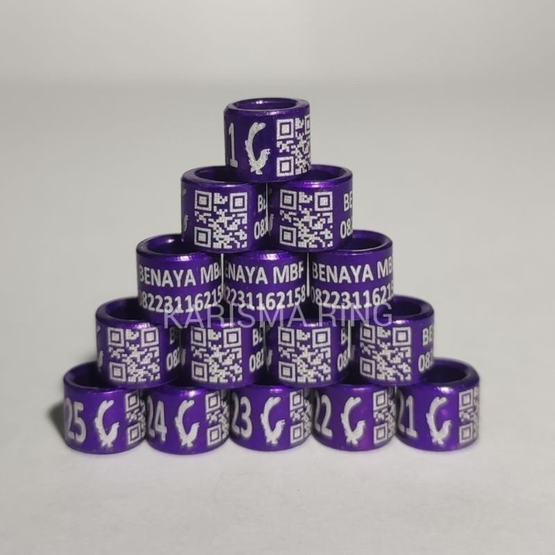 Ring burung laser barcode atau QR Code minimal 25 ring