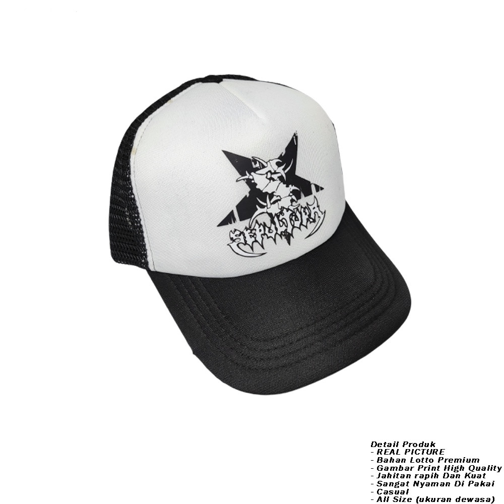 Topi Band Sepultura Trucker Hat Jaring Keren Topi Snapback Warna Hitam Putih Topi Korea Style Trand 