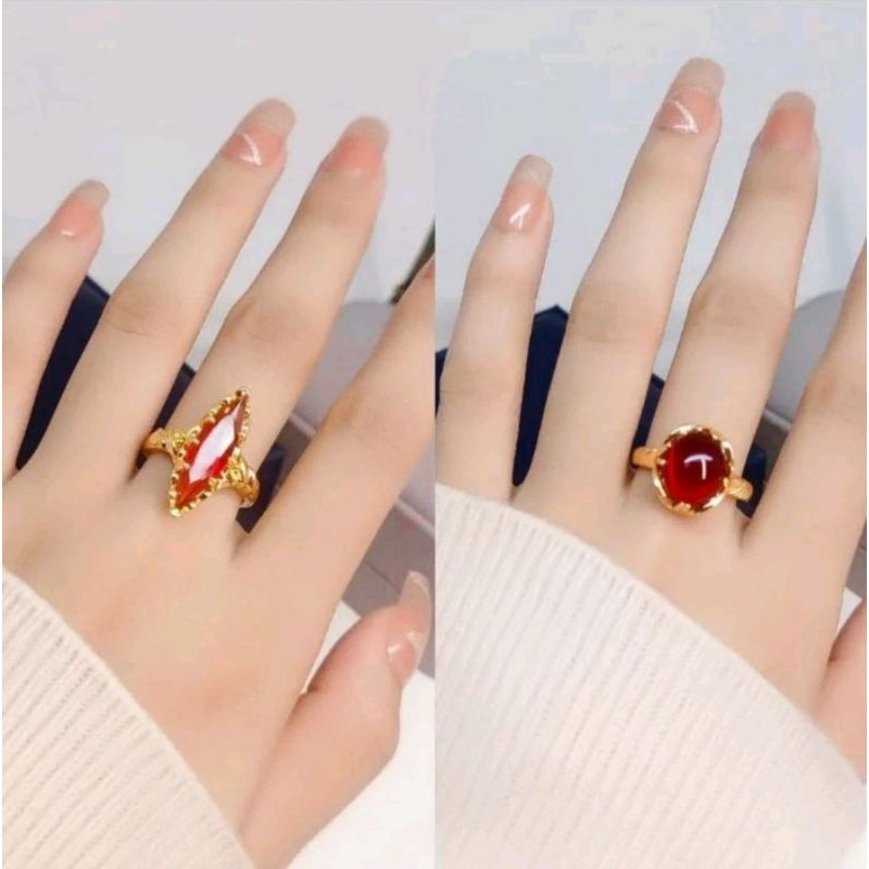 cincin koin motif batu pertama merah delima