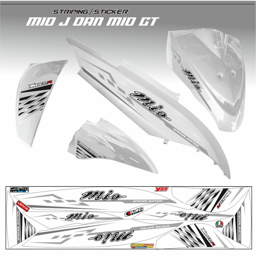 STIKER ALL MOTOR MIO J / MIO J PUTIH VARIASI STRIPING MIO GT VARIASI STRIPING MOTOR